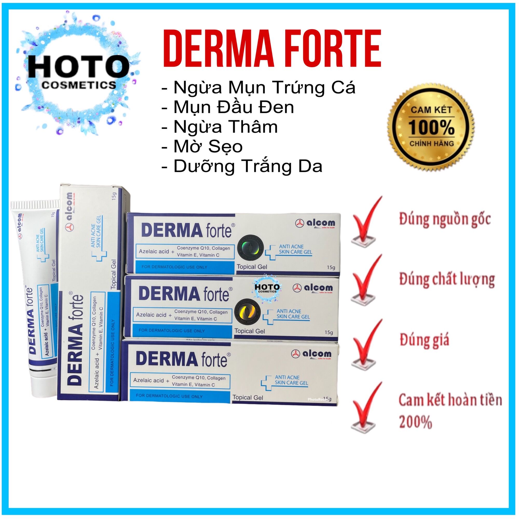 ✅[CHÍNH HÃNG] DermaForte 15g - Giảm Mụn, Làm Mờ Sẹo, Mờ Thâm, Dưỡng Da