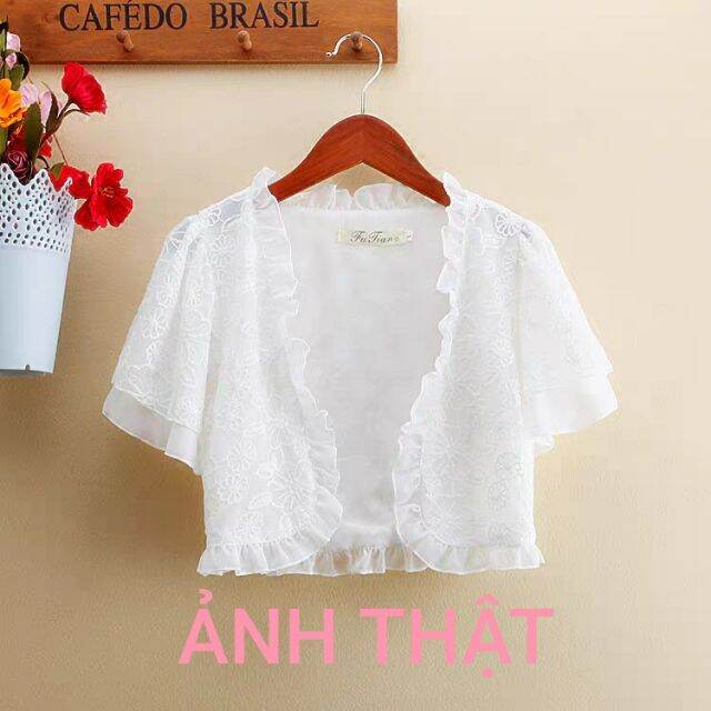 [HCM]Áo khoác ren lửng phối tay 2 lớp