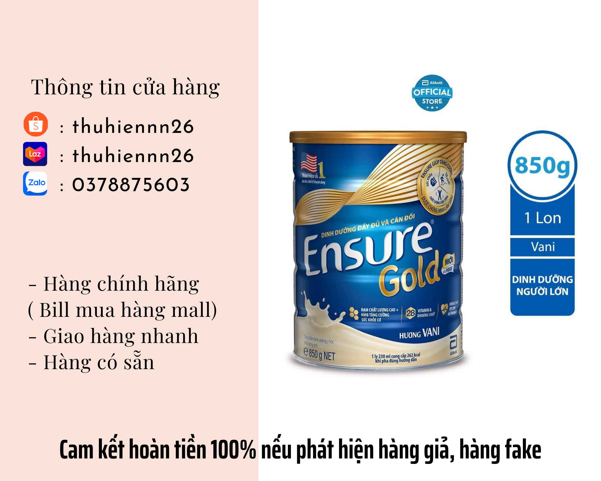 Sữa bột Ensure Gold Abbott