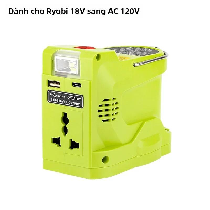 Máy Phát Điện Inverter Pin Lithium Ryobi 18V 200W Chuyển Đổi DC 18V Sang AC 120V/220V Trạm Điện Di Đ