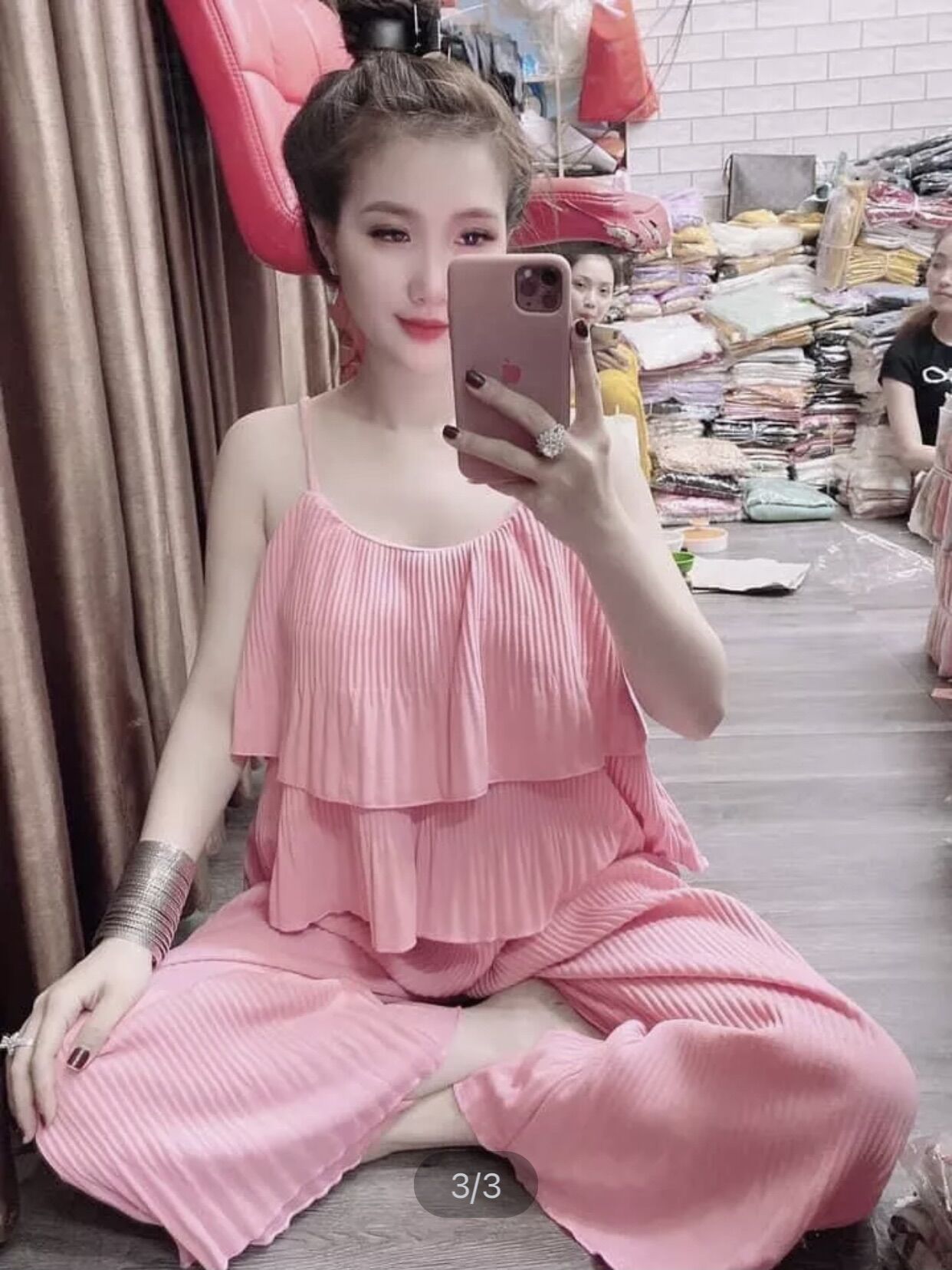 Set dập ly vải lụa hai dây hàng cao cấp ( hình thật ) - S004