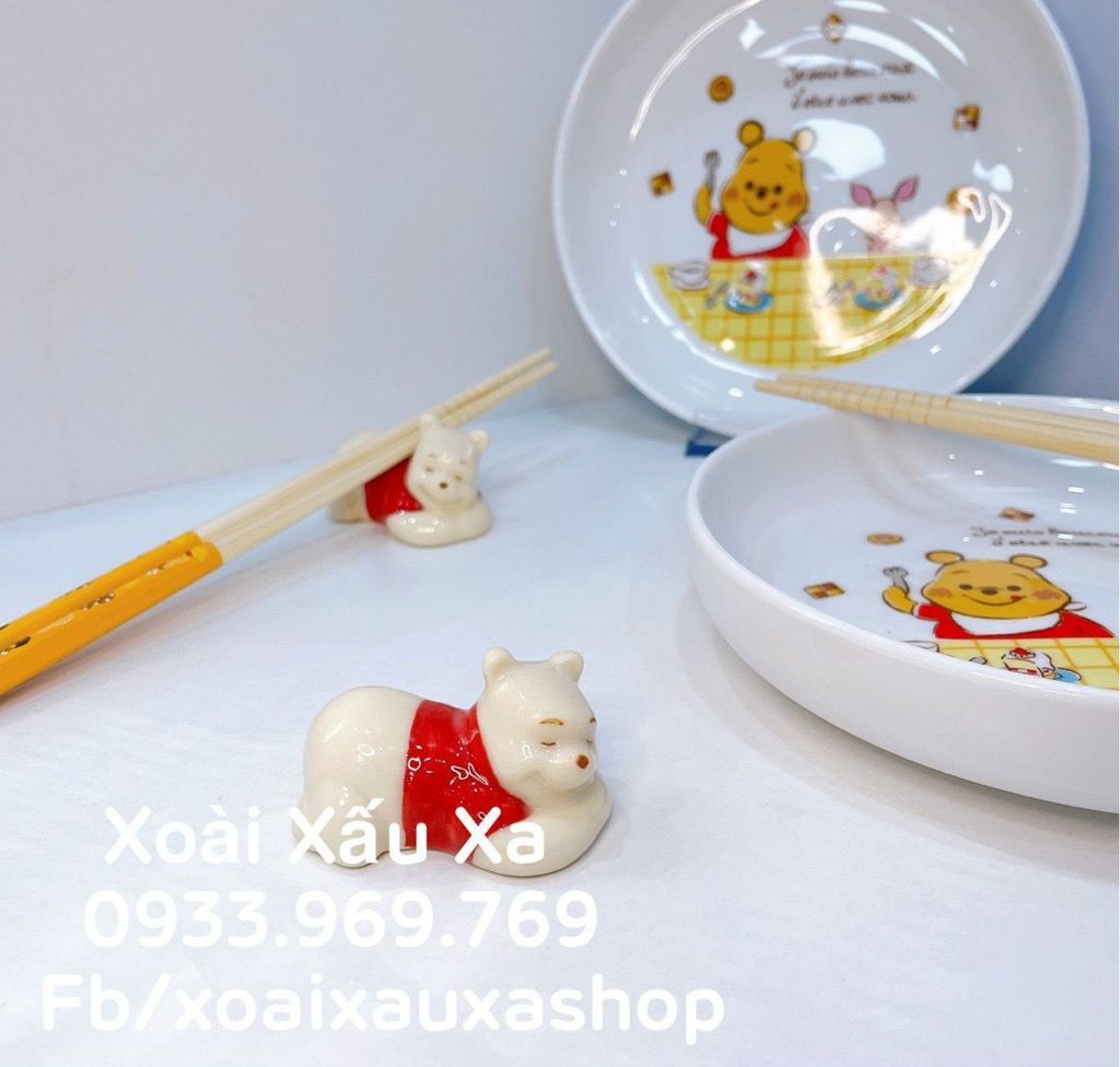 Đồ gác đũa bằng sứ hoạt hình 3D gấu winnie the pooh disney