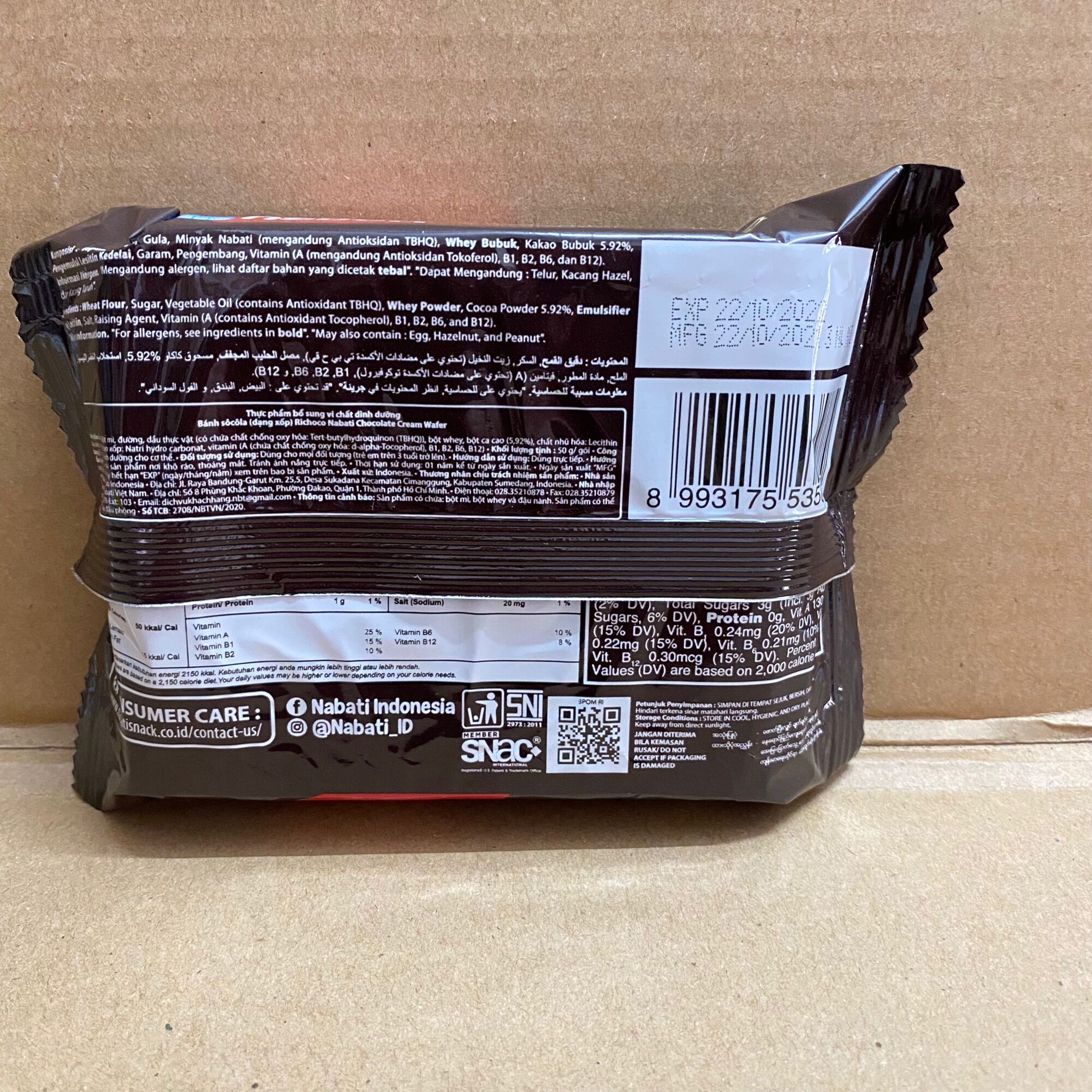 [50g][Kem Chocolate] Túi Bánh Xốp Cacao Nabati