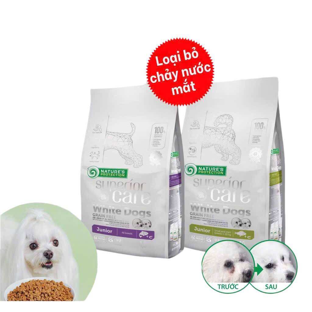 NATURE’S PROTECTION WHITE COAT Chó Con - Hạt dưỡng lông chó Poodle lông trắng (Dưới 12 tháng tuổi)
