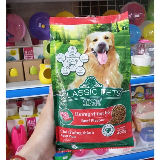 Thức ăn hạt cho chó classic pets 400g vị bò
