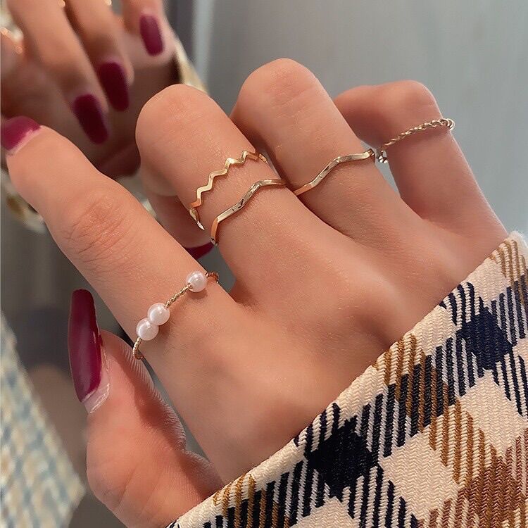 Set 5 nhẫn xinh xắn phong cách Hàn Quốc