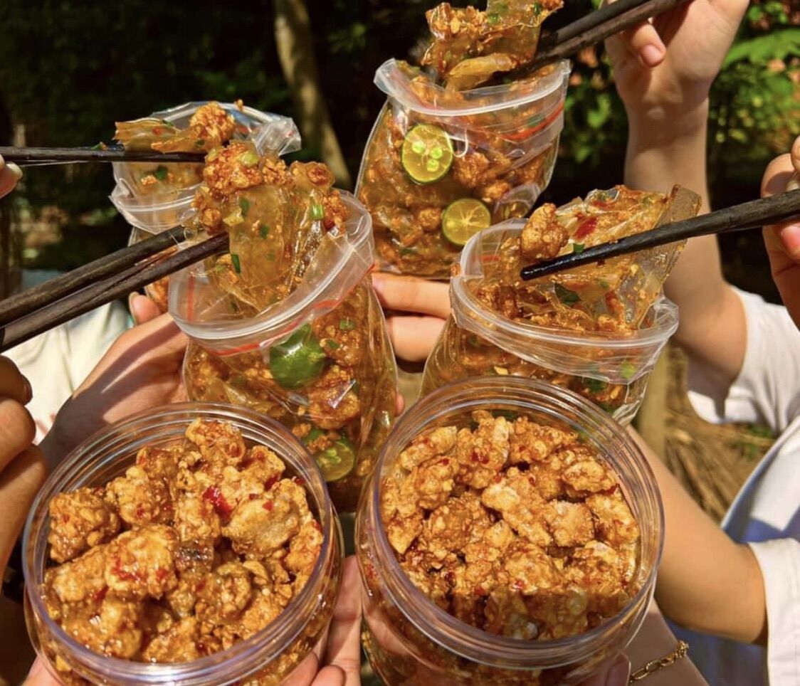 Bánh tráng phơi sương tóp mỡ x2 tóp mỡ thêm