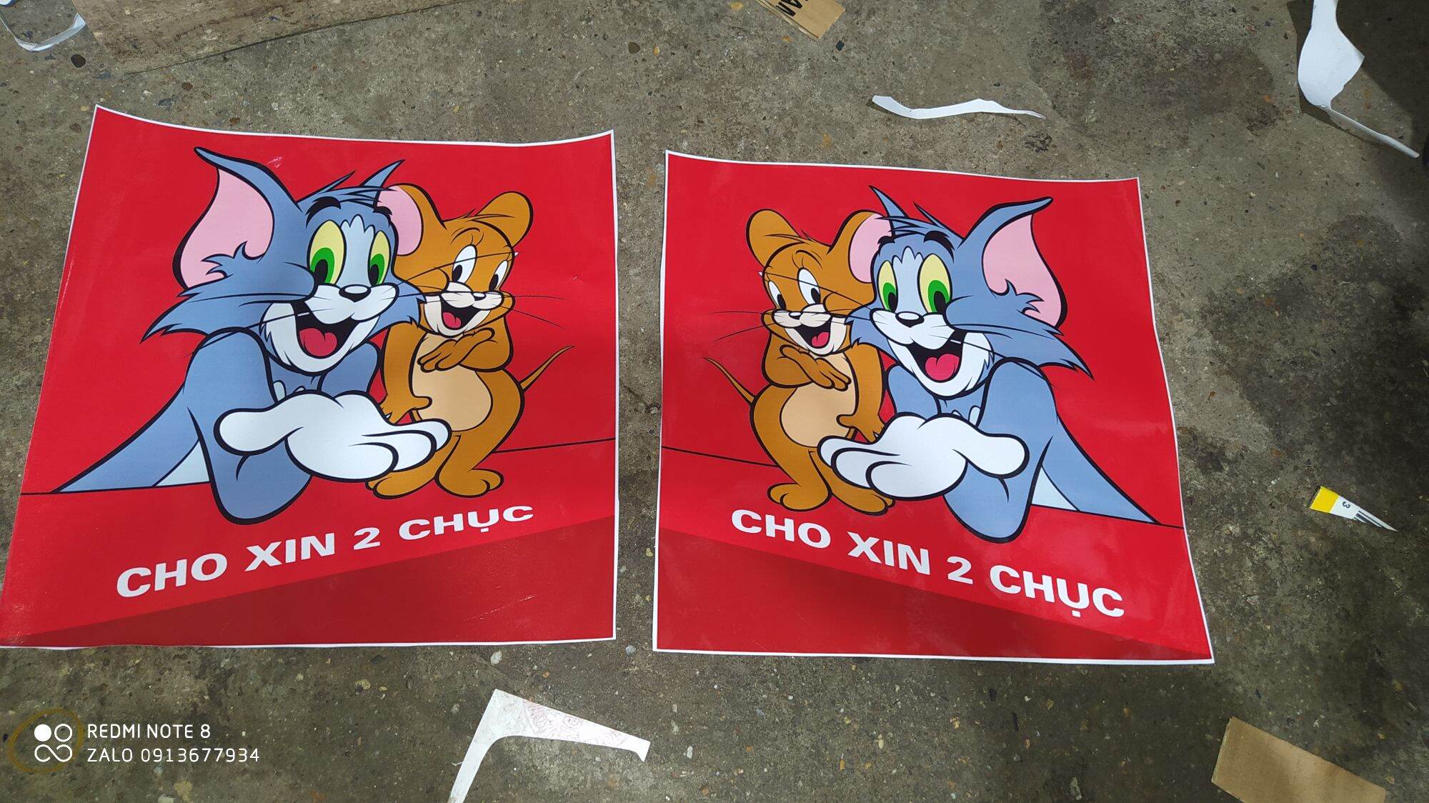 (sl 2 tem) cặp tem mèo chuột cho xin 2 chục decal dán trang trí xe ô tô