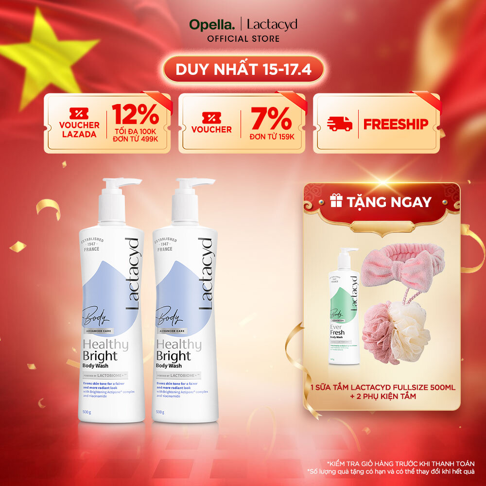 Bộ 2 Sữa tắm Lactacyd Healthy Bright làm đều màu da, mang lại làn da sáng khỏe, rạng rỡ và tự tin
