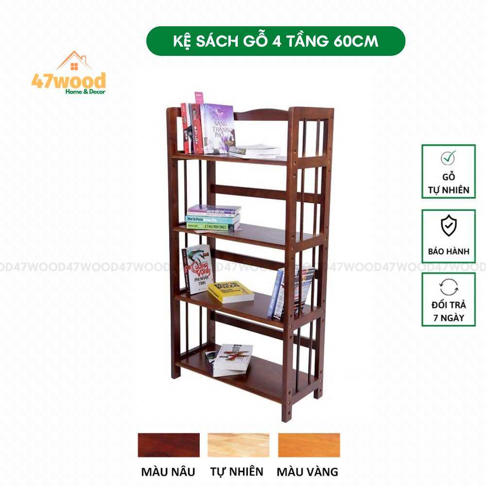 KỆ GỖ ĐA NĂNG 4 TẦNG 60CM - KỆ SÁCH 4 TẦNG RỘNG 60CM