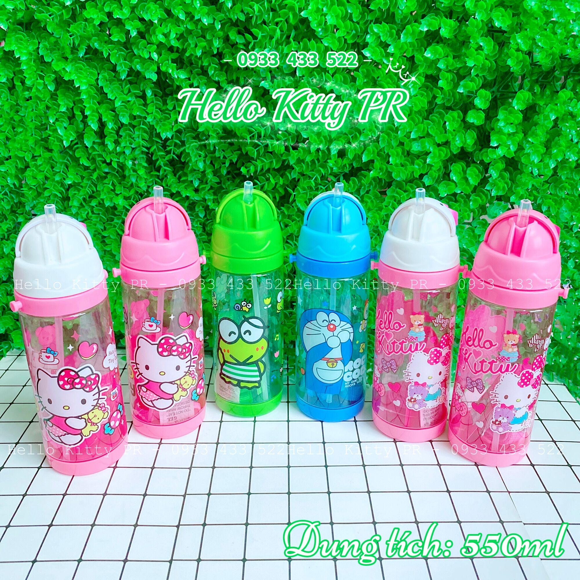 Bình nước có dây đeo Hellokitty Doremon Doraemon - Ếch xanh