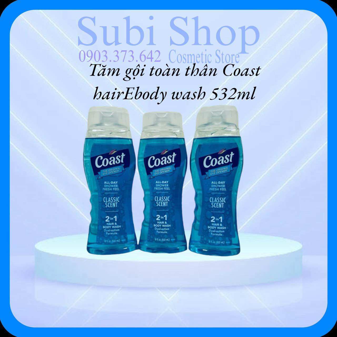 Sữa tắm coas, tắm gội nam toàn thân coast hair & body wash 532ml