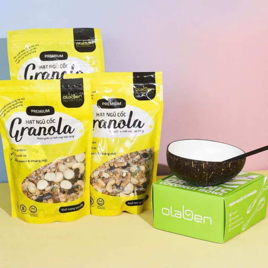 {OLABEN} COMBO 3 Granola + Chén muỗng dừa Combo Granola Premium
