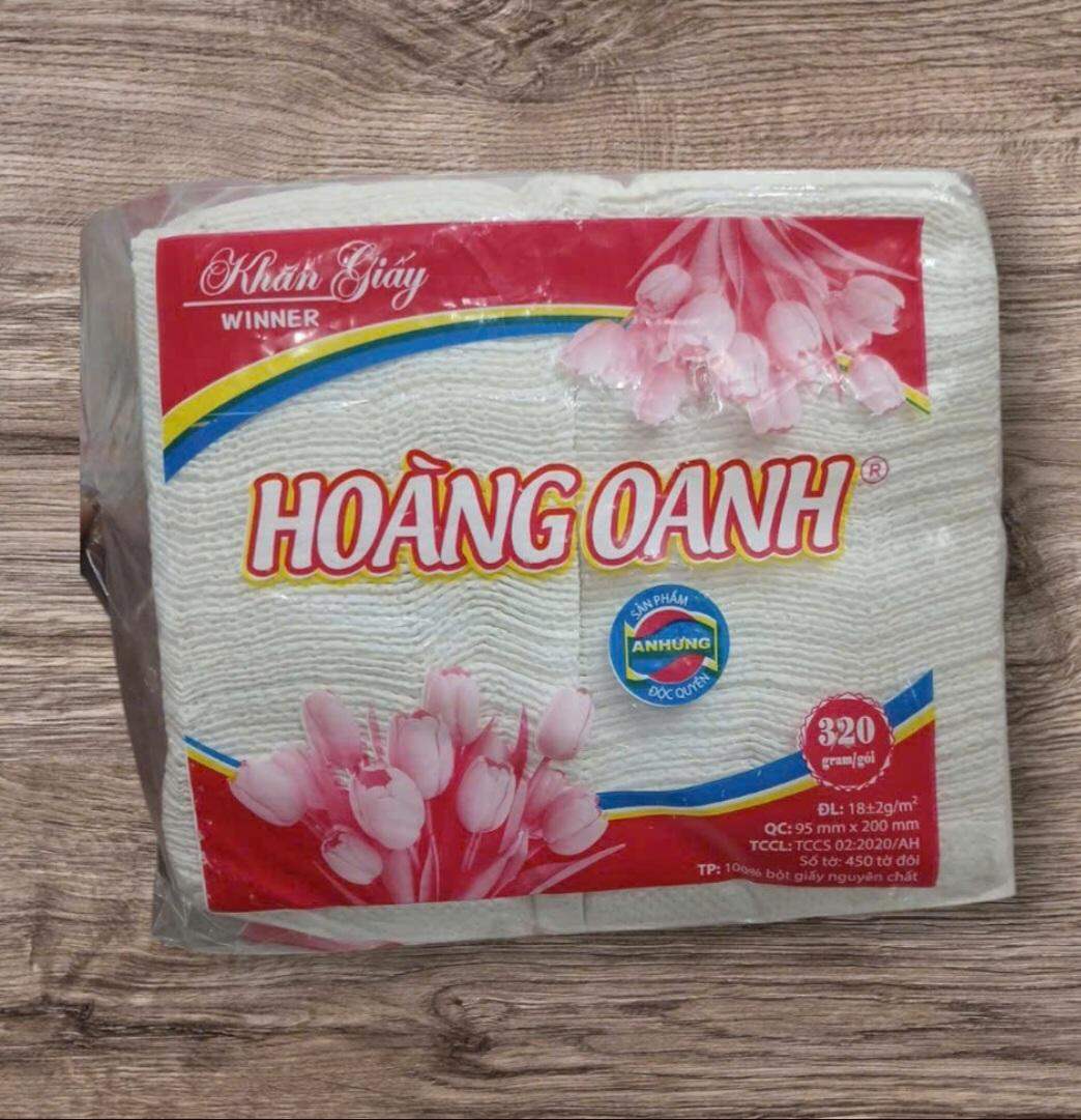 Giá Sỉ [ 1 Cây 10 Gói] Giấy Ăn Hoàng Oanh 450 Tờ Đôi