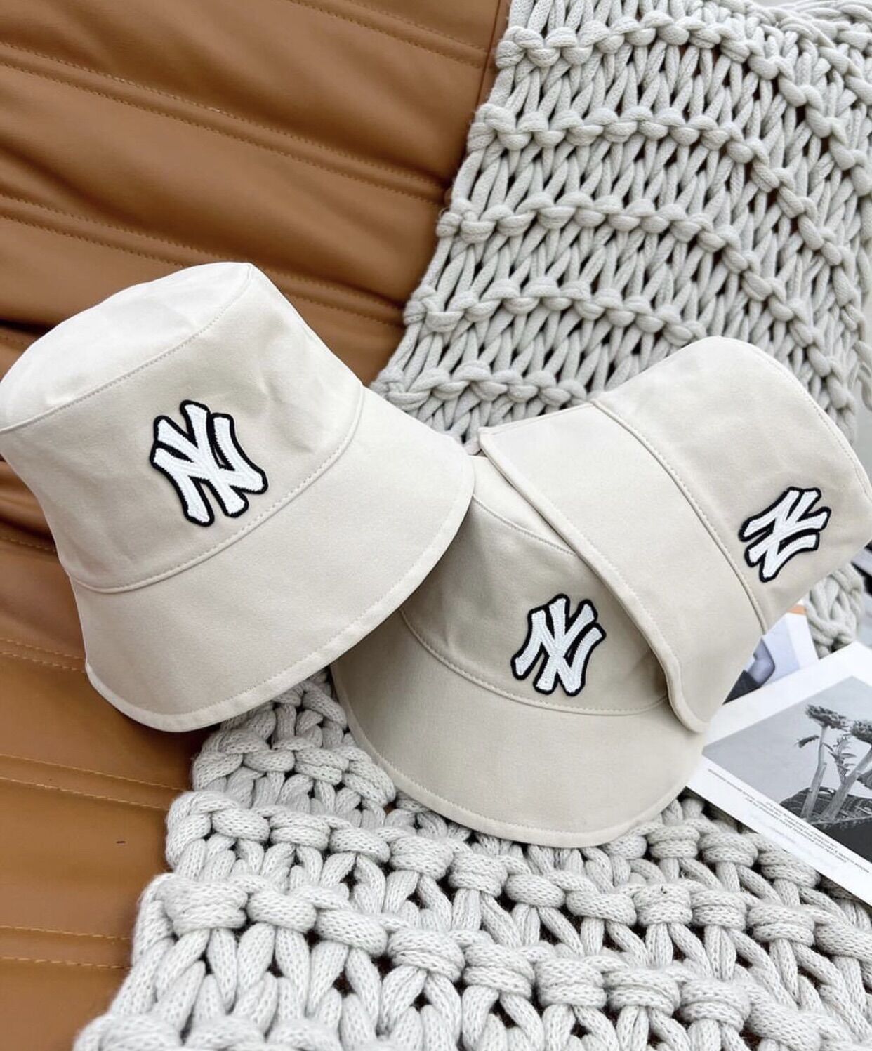 Mũ bucket mlb logo NY