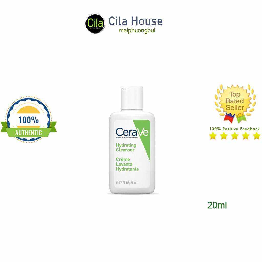 Sữa Rửa Mặt CeraVe Da Khô, Thường, Dầu 20ml, Sữa Dưỡng Ẩm CeraVe Moisturising Lotion 20ml - Cila House