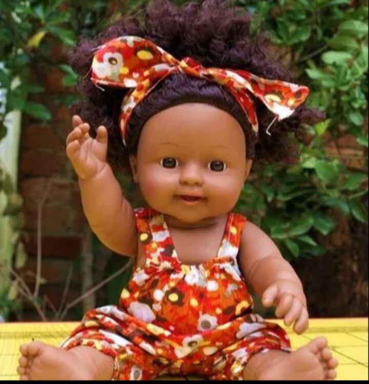 Mô hình đồ chơi Búp Bê "African doll" silicone 20cm cho Bé(Em Bé Búp Bê Châu Phi)