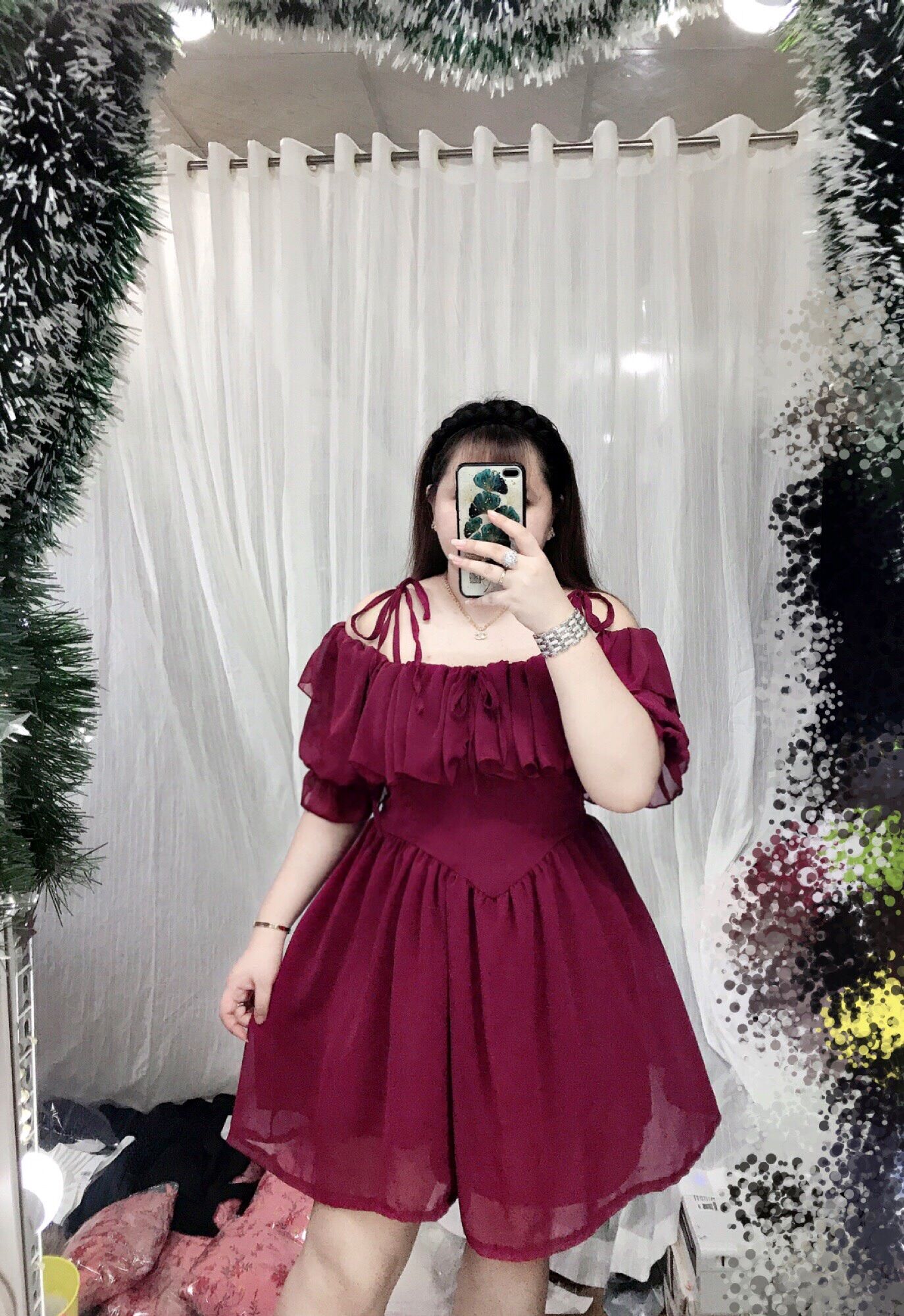 [Bigsize 60-85kg] Đầm trễ vai bèo phom ngắn