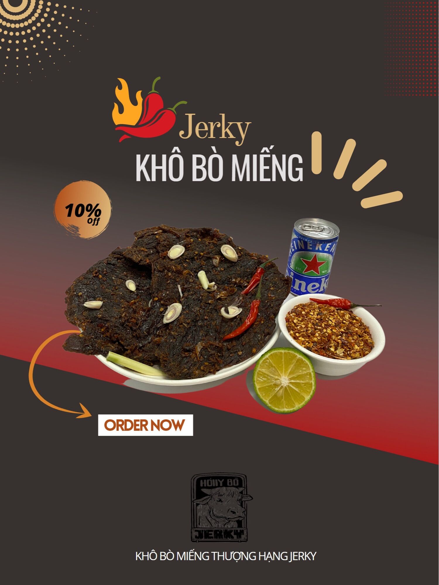 Khô bò miếng thượng hạng Jerky 300 gram