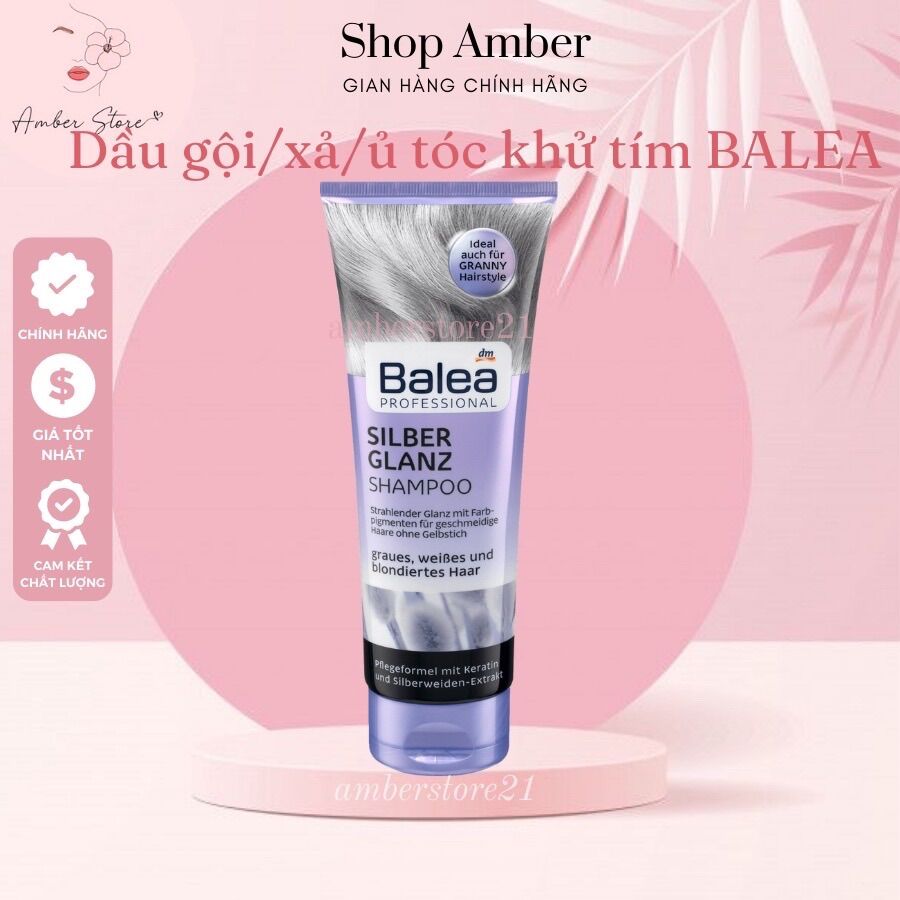 - bộ dầu gội/ dầu xả ánh tím khử vàng tóc balea
