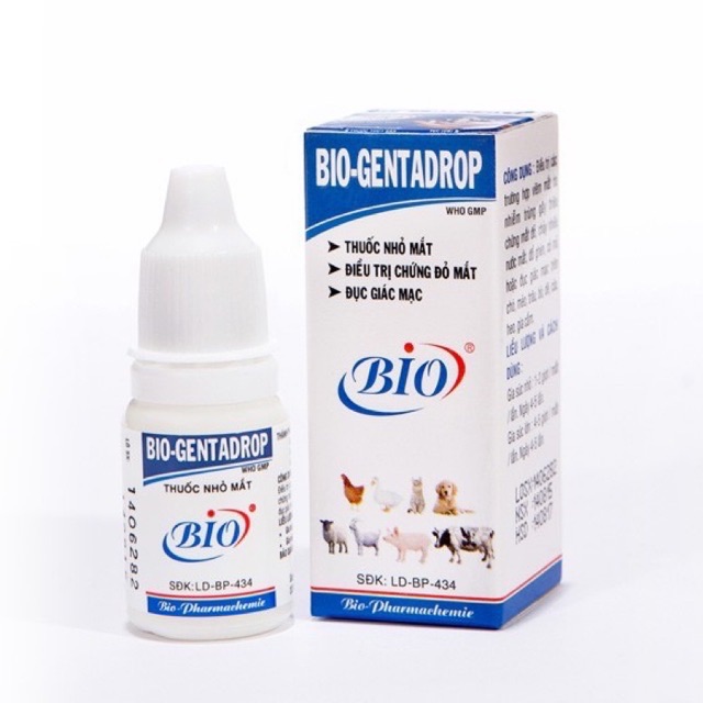 Chai nước nhỏ mắt bio gentadrop cho thú cưng