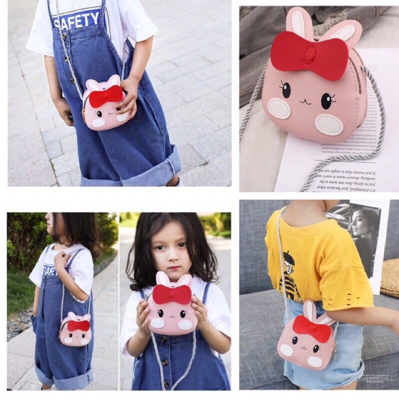 Túi đeo chéo thỏ hồng cute cho bé