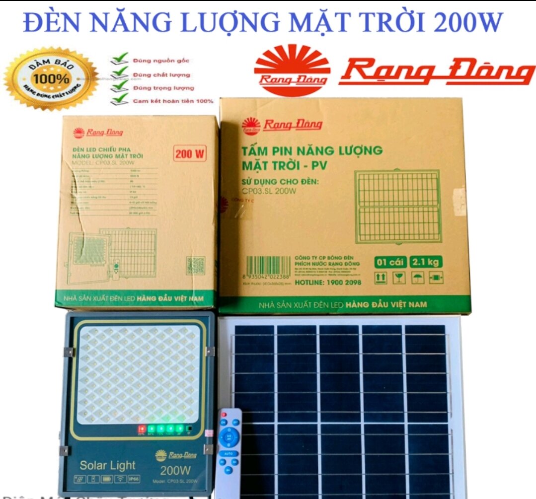 Đèn năng lượng mặt trời Rạng Đông 200W chính hãng