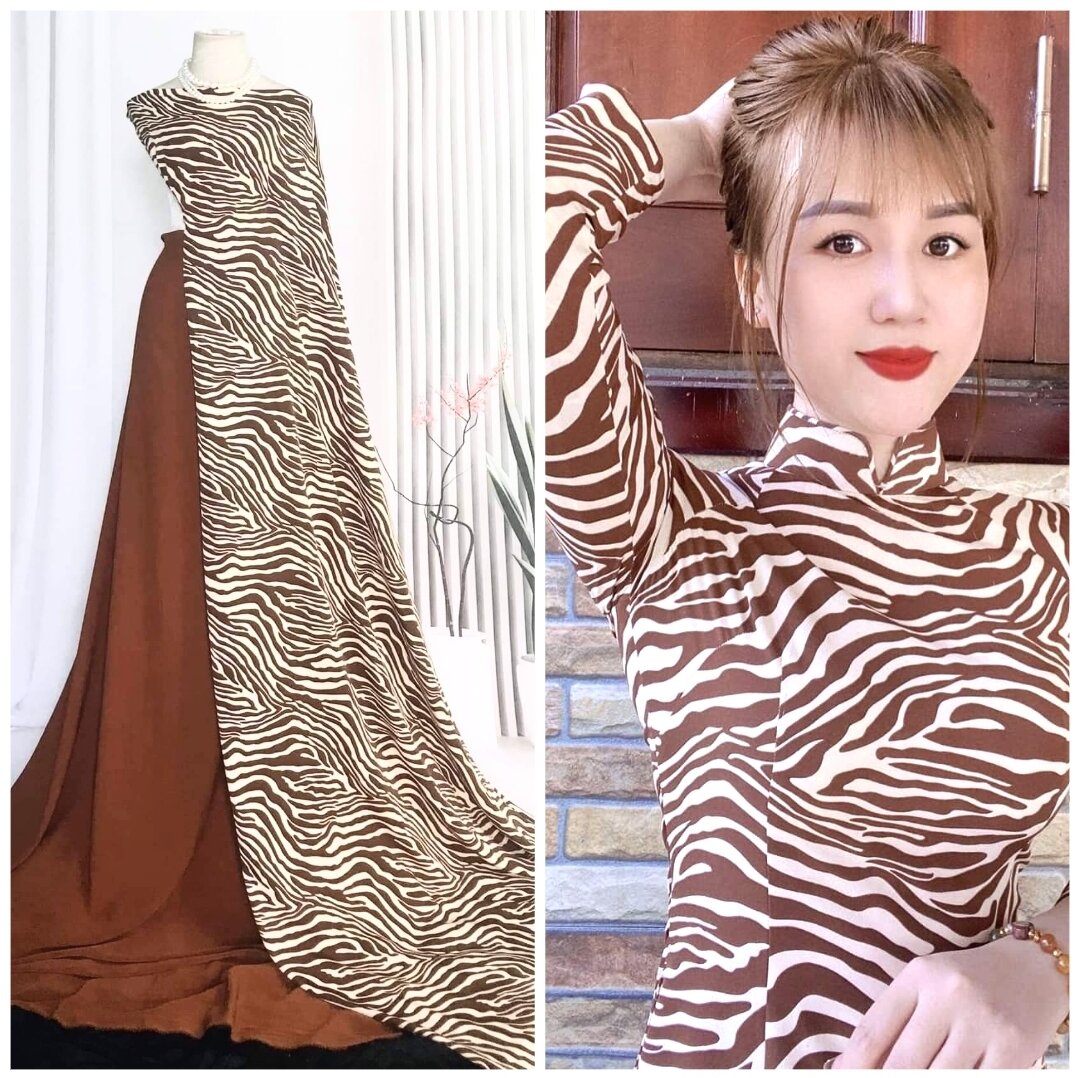 Vải lụa Nhật hoạ tiết da báo nhí nền trắng, đỏ