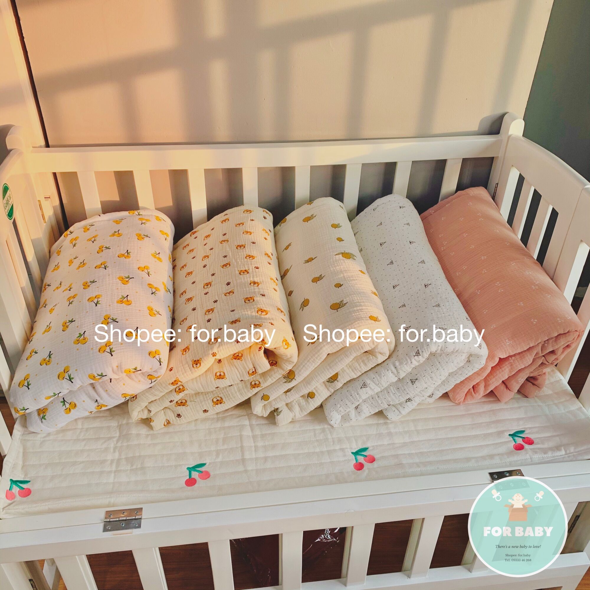 Chăn xô Muslin Organic chần bông cao cấp (Ảnh Thật)