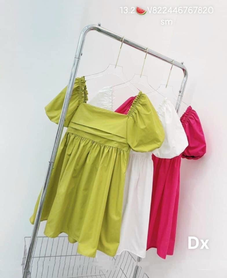 [Shop bigsize nữ 50kg-90kg] Đầm babyboll nơ lưng màu siêu cưng