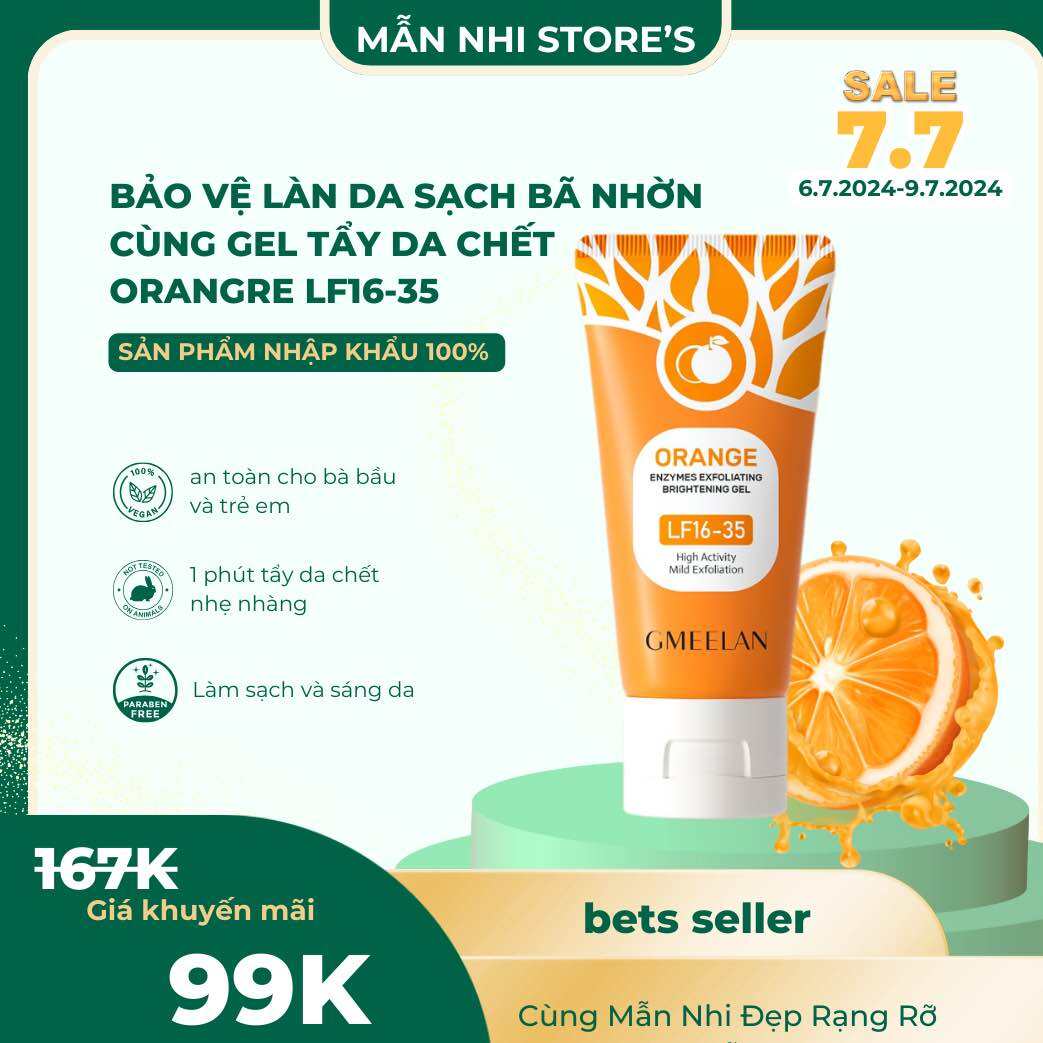 GMEELAN GEL TẨY TẾ BÀO CHẾT TÁC ĐỘNG CAM  50g Tẩy Tế Bào Chết Da Mặt Skincare Gel tẩy tế bào chết Or