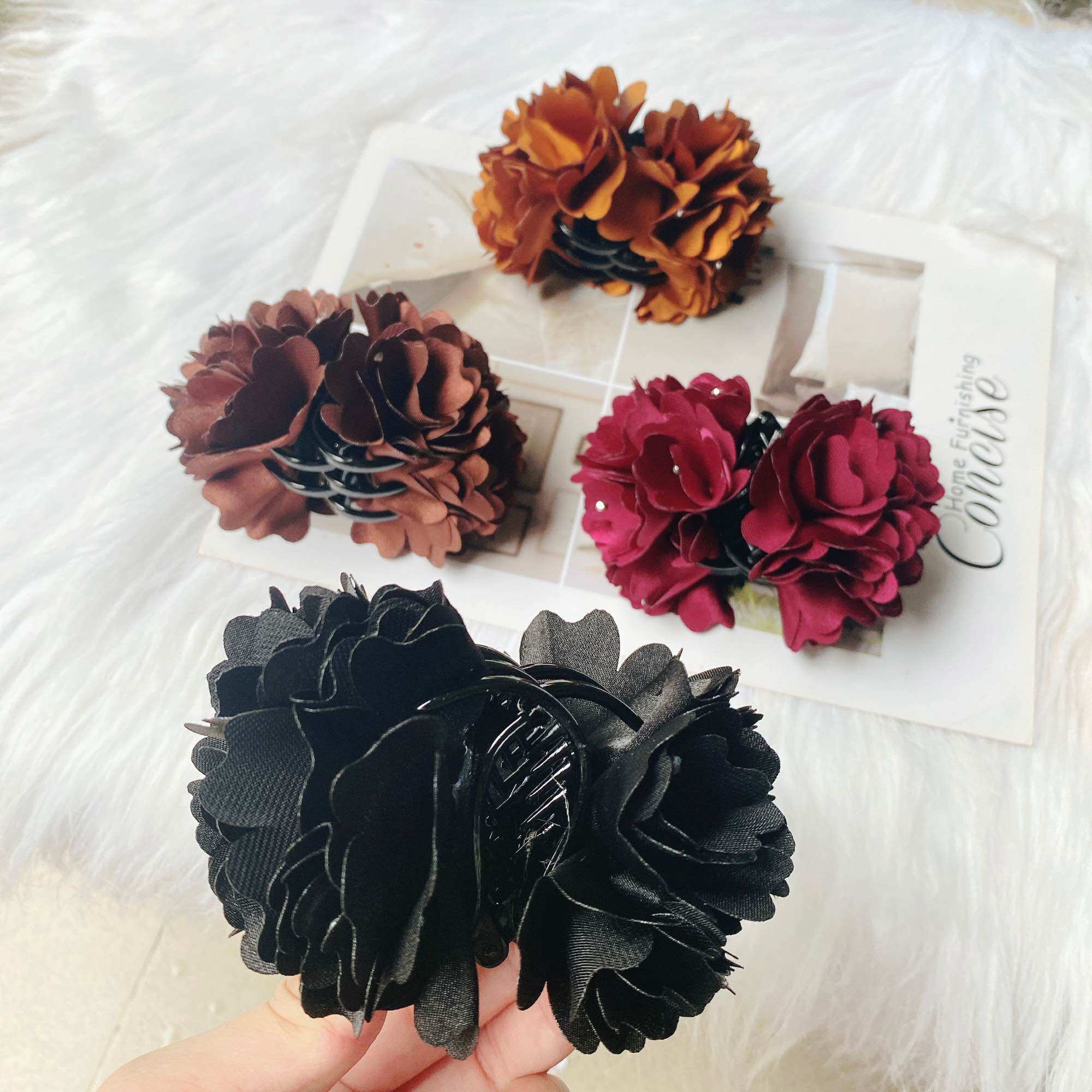 Size đại_Kẹp tóc gắp tóc hoa hồng handmade cực sang cho nữ