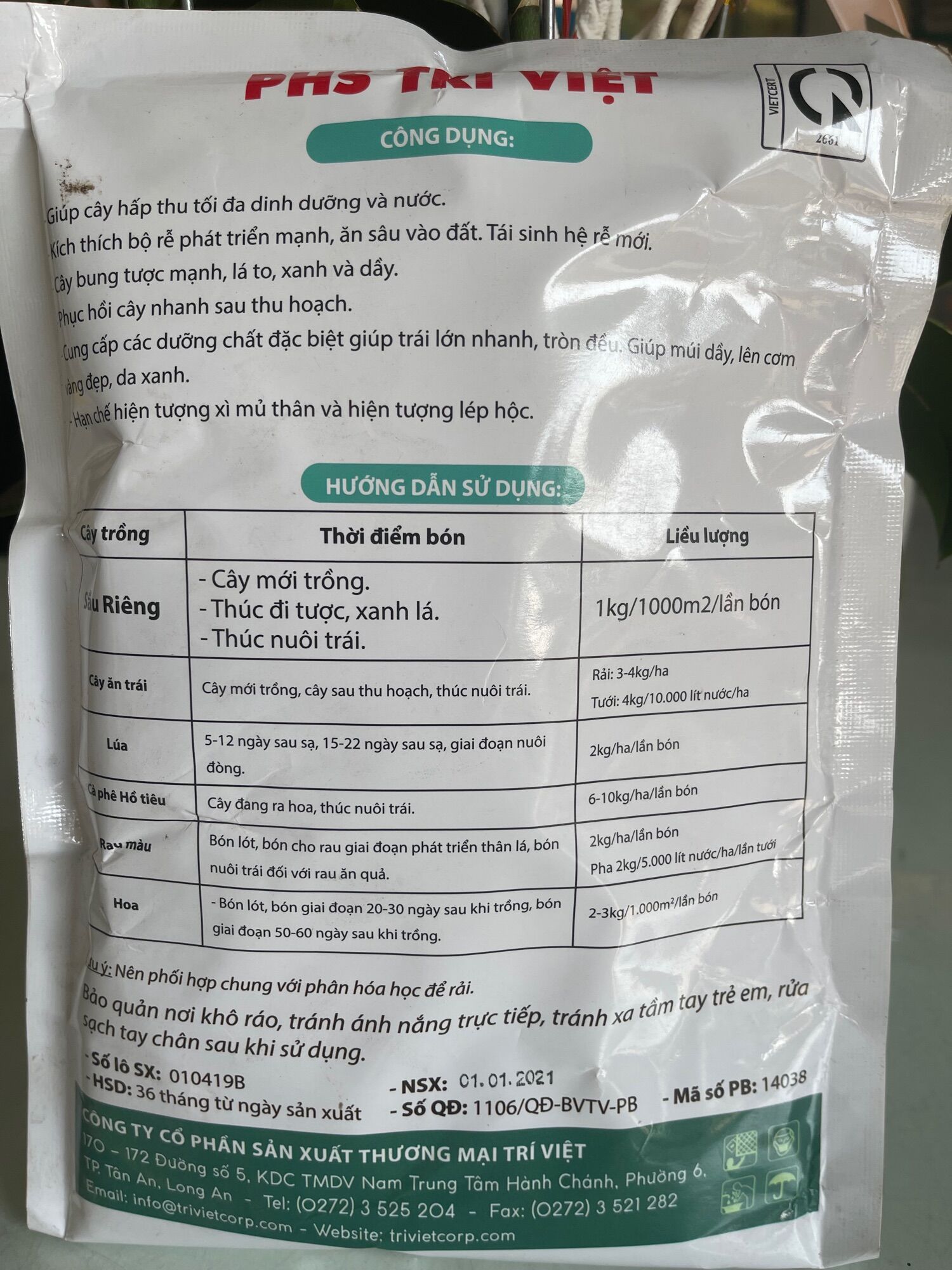 PHS Trí Việt Dùng Cho Sầu Riêng