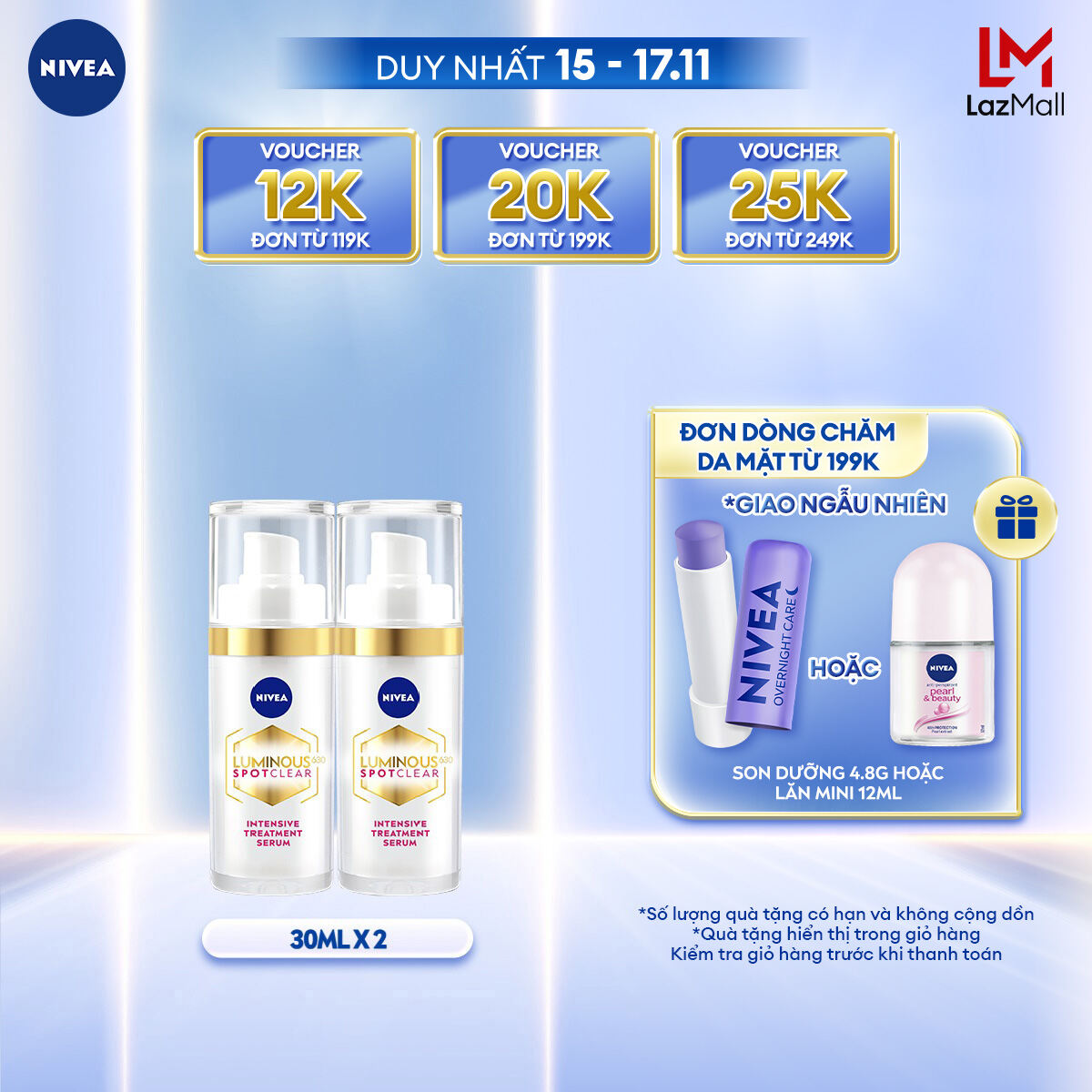 Bộ đôi Tinh Chất Chuyên Sâu NIVEA LUMINOUS 630 Giúp Làm Mờ Đốm Nâu | Ngăn Ngừa Thâm Nám (30 ml) - 86