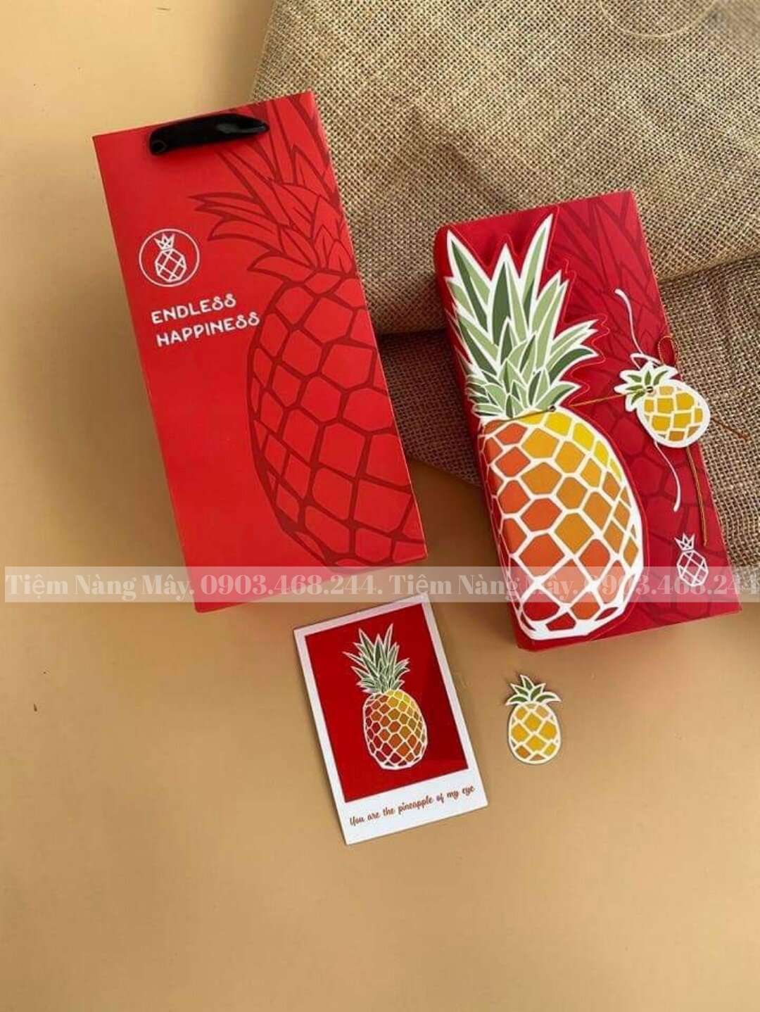 Hộp đựng bánh quả dứa đỏ