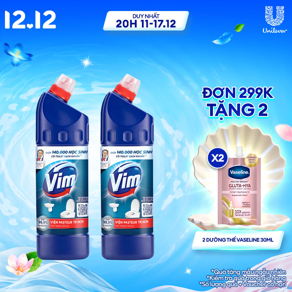 Combo 2 Nước tẩy bồn cầu VIM Diệt khuẩn Diệt 99,9% vi khuẩn 880ml