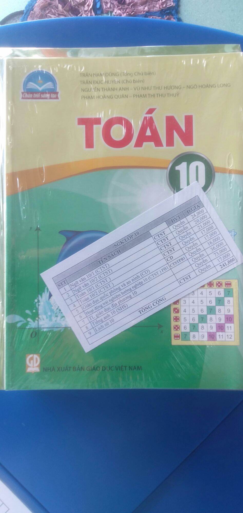 Bộ sgk bắt buộc chung 10 kèm 9 bìa bao, 1 xấp nhãn
