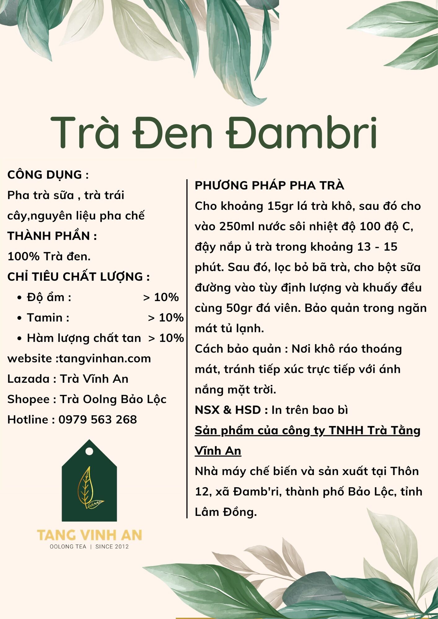 Hồng Trà Đặc Biệt - Trà Pha Chế - Túi 500gr - Tằng Vĩnh An