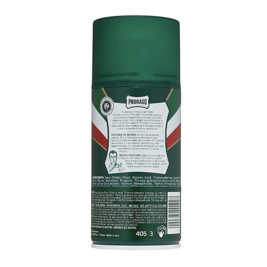 Bọt Cạo Râu Proraso Shaving Foam Refresh Eucalyptus (Green) 300ml