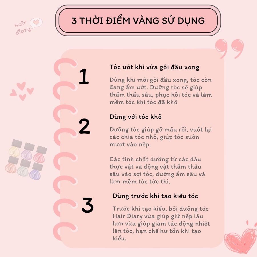 Dưỡng tóc Hair Diary dành cho tóc tẩy nhuộm