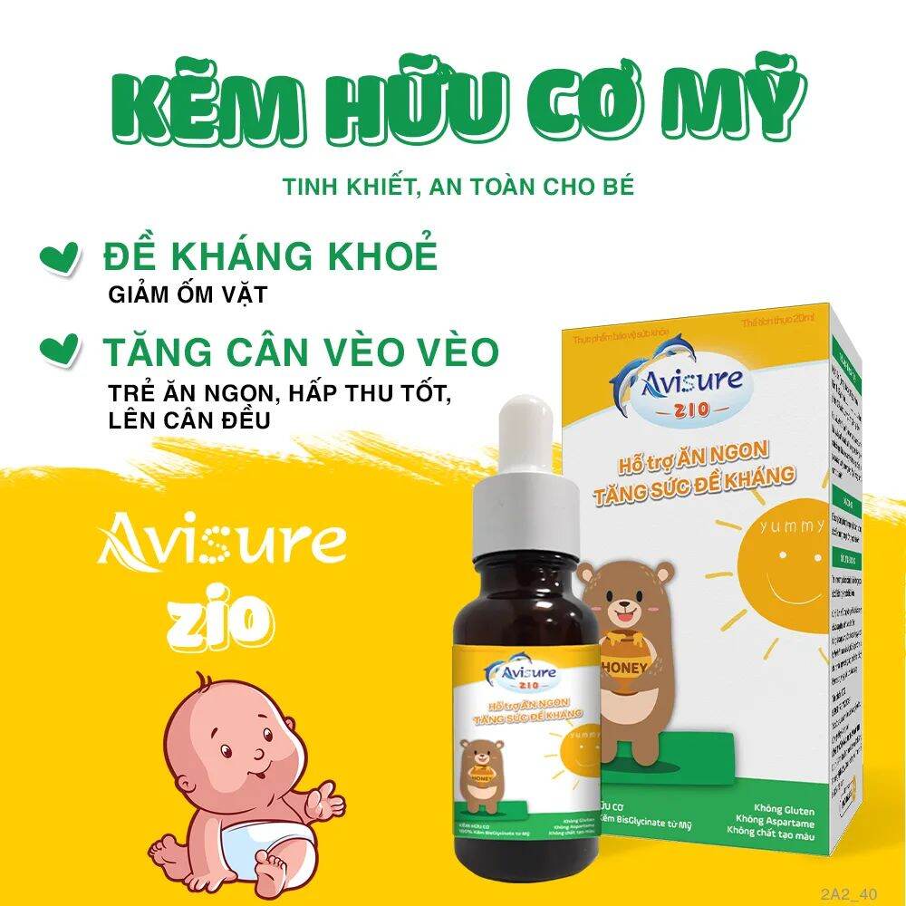Kẽm Avisure Zio tăng cường sức đề kháng cho bé. 