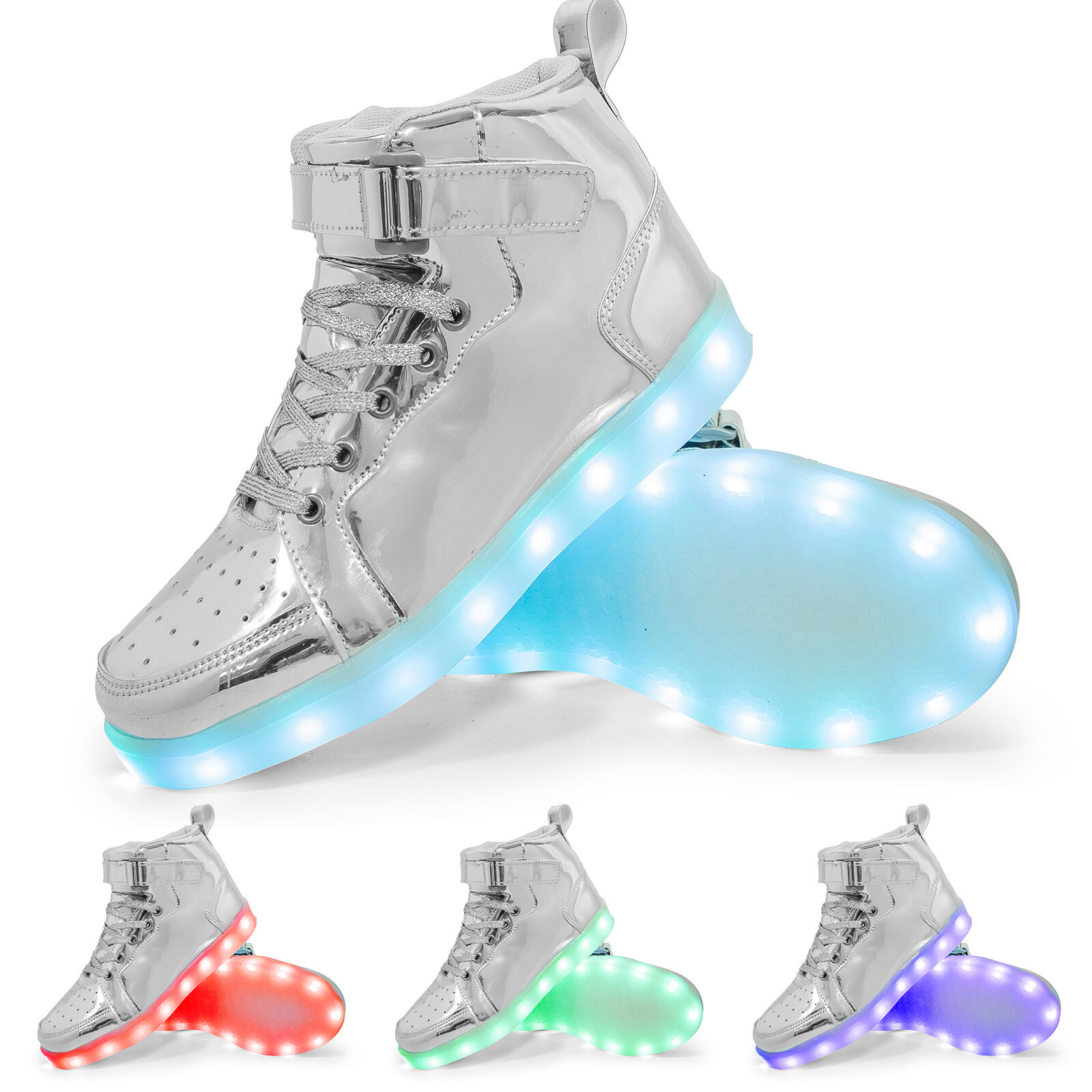 Unisex trẻ em phát sáng giày 25-40 đèn led có đèn thoáng khí dạ quang đế cho bé trai bé gái giày vải trên