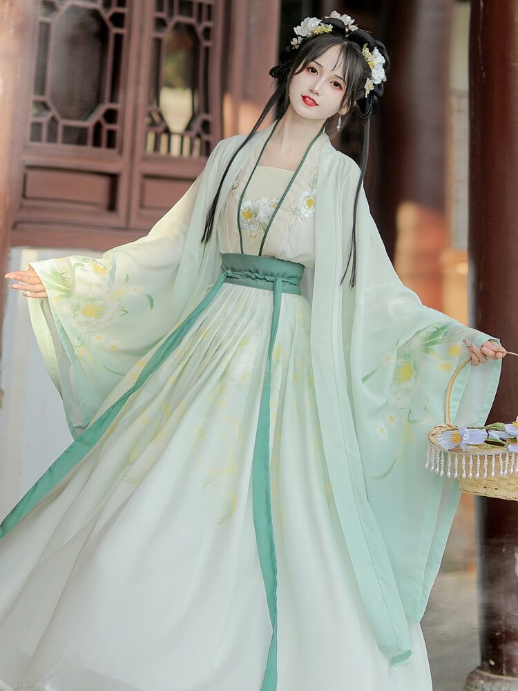 Váy Xếp Ly Hanfu Cổ Trang Cho Nữ, Váy Xếp Ly Một Mảnh Thêu Công Phu, Váy Hanfu Thường Ngày, Váy Hanfu Phong Cách Cổ Điển