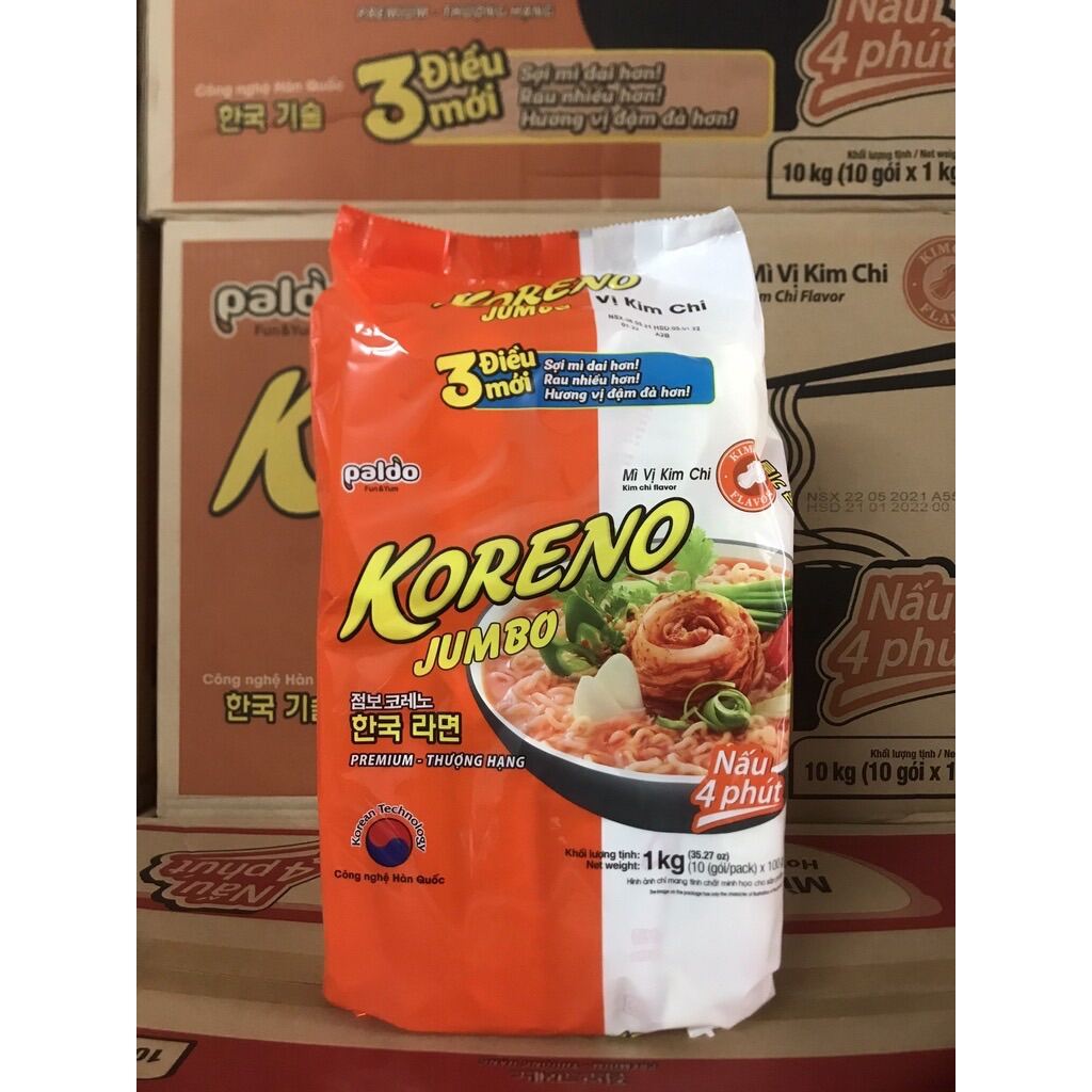 Mì Hàn Quốc Koreno JUMBO bịch 1kg 10 gói mì