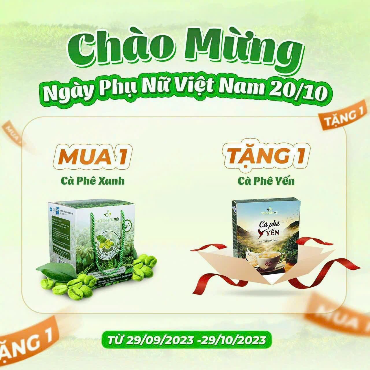Cà phê xanh giảm cân đẹp da siêu to tặng 1 hộp cà phê yến