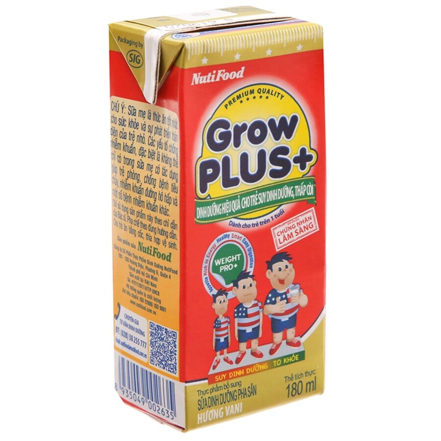 lốc 4 hộp sữa growplus + đỏ 180ml