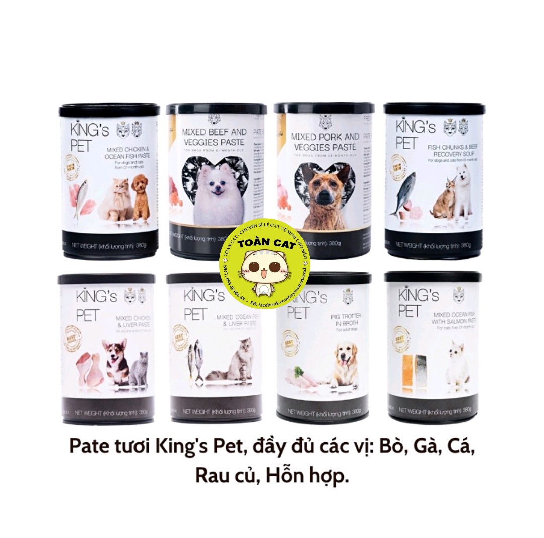 Pate KINGS PET lon 380g Pate lon dành cho chó mèo 4 vị