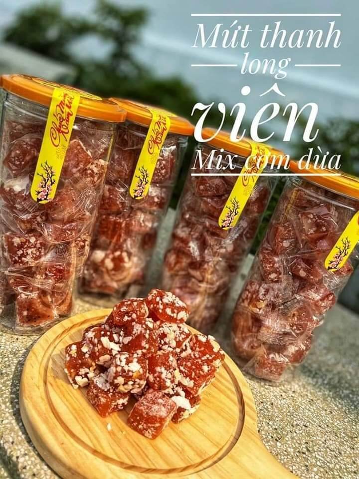 Mứt thanh long cơm dừa hoa tuyết 500g