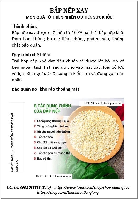 2Kg Bắp/ ngô nếp Xay (dùng để nấu xôi bắp nhão)