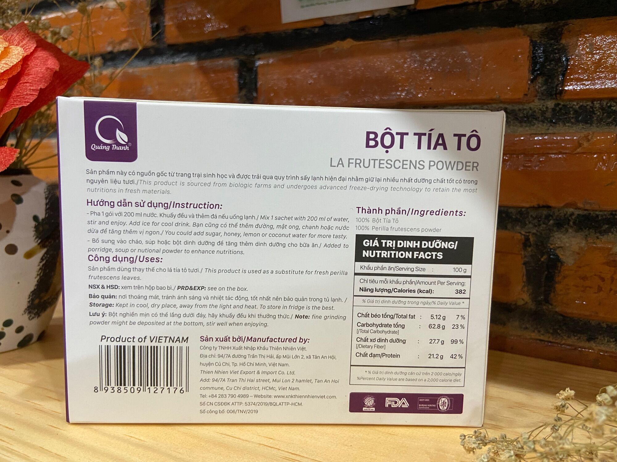 BỘT TÍA TÔ SẤY LẠNH QUẢNG THANH (hộp tiện lợi)